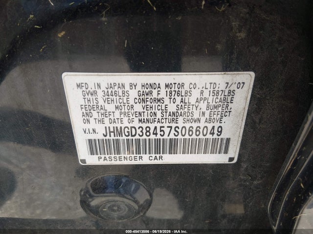 Auction sale of the 2007 Honda Fit, vin: JHMGD38457S066049, lot number: 45413586