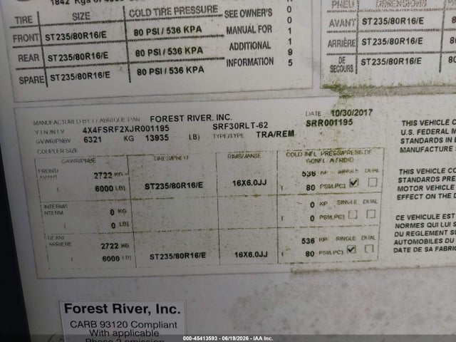 Forest River Other 2018 4X4FSRF2XJR001195 Image 9