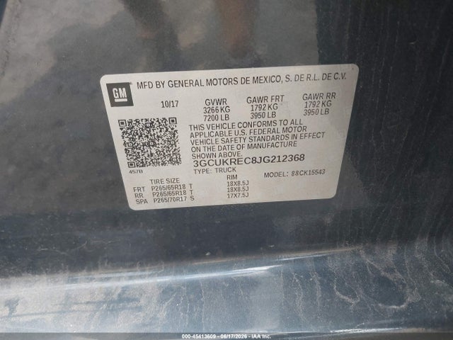 3GCUKREC8JG212368 Chevrolet Silverado 1500 Lt