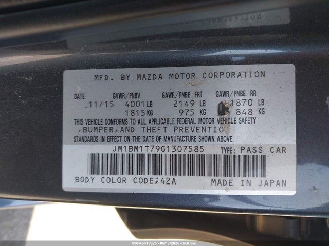 JM1BM1T79G1307585 Mazda Mazda3 I Sport