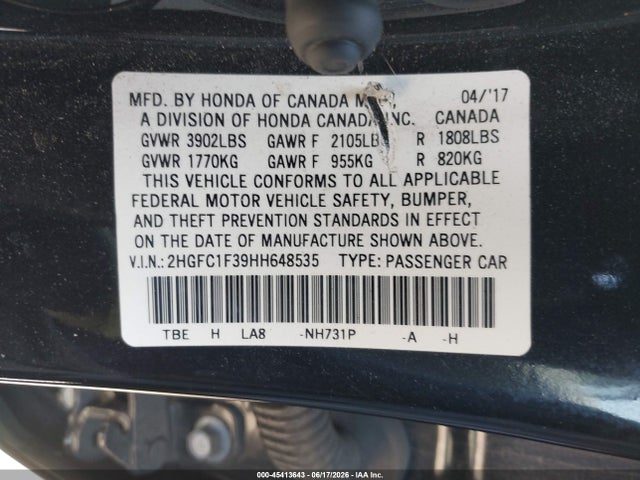 Honda Civic Ex-t 2017 2HGFC1F39HH648535 Image 9