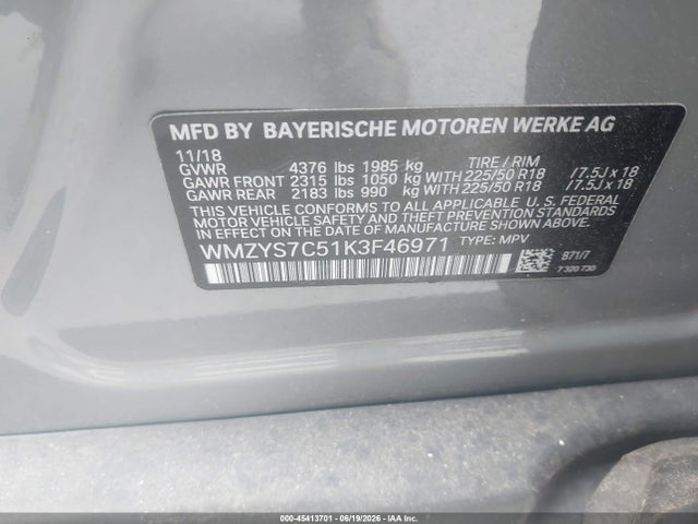 Auction sale of the 2019 Mini Countryman Cooper, vin: WMZYS7C51K3F46971, lot number: 45413701