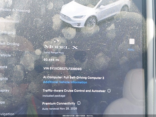 Продаж на аукціоні авто 2020 Tesla Model X, vin: 5YJXCBE27LF239093, номер лоту: 45413729