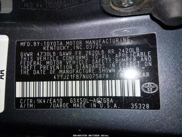 Toyota AVALON XLE 2022 4T1JZ1FB7NU075878 Image 9
