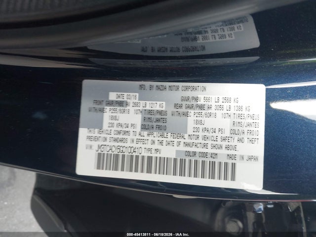 2016 Mazda Cx-9 Touring მანქანა იყიდება აუქციონზე, vin: JM3TCACY6G0100410, აუქციონის ნომერი: 45413811