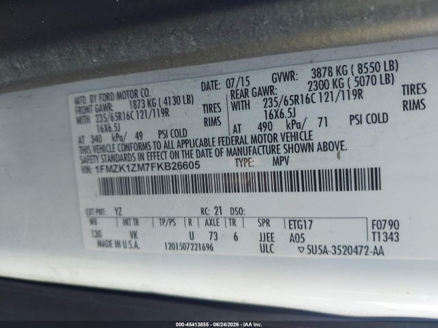 Ford Transit T-150 2015 1FMZK1ZM7FKB26605 Image 9