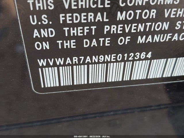 45413891 :رقم المزاد ، WVWAR7AN9NE012364 vin ، 2022 Volkswagen Arteon 2.0t Sel R-line مزاد بيع