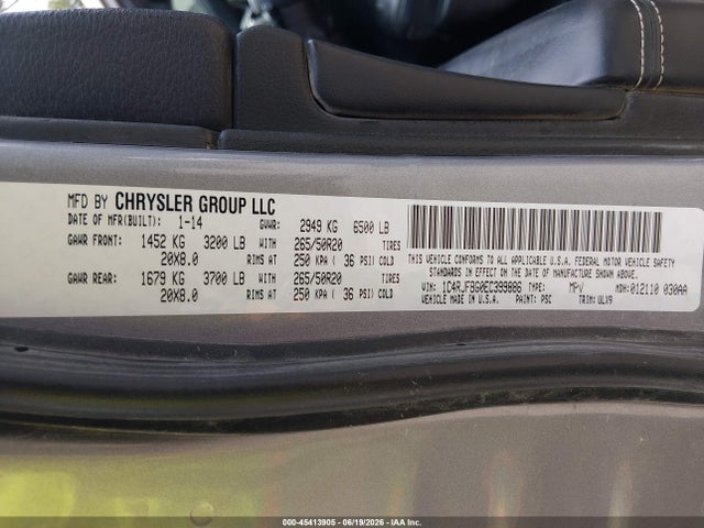 Aukcja sprzedaży 2014 Jeep Grand Cherokee Limited, vin: 1C4RJFBG0EC399886, numer aukcji: 45413905