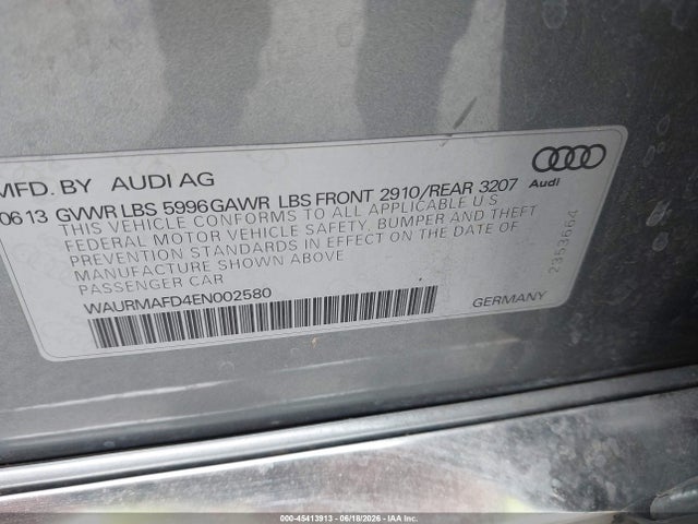 Aukcja sprzedaży 2014 Audi A8 L 3.0 Tdi, vin: WAURMAFD4EN002580, numer aukcji: 45413913