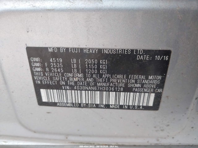 Subaru Legacy 2.5i Limited 2017 4S3BNAN67H3036128 Image 9
