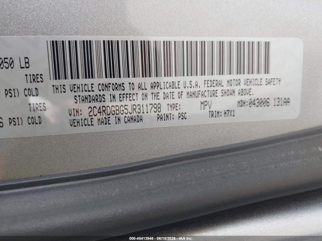Dodge Grand Caravan Se 2018 2C4RDGBG5JR311798 Image 9