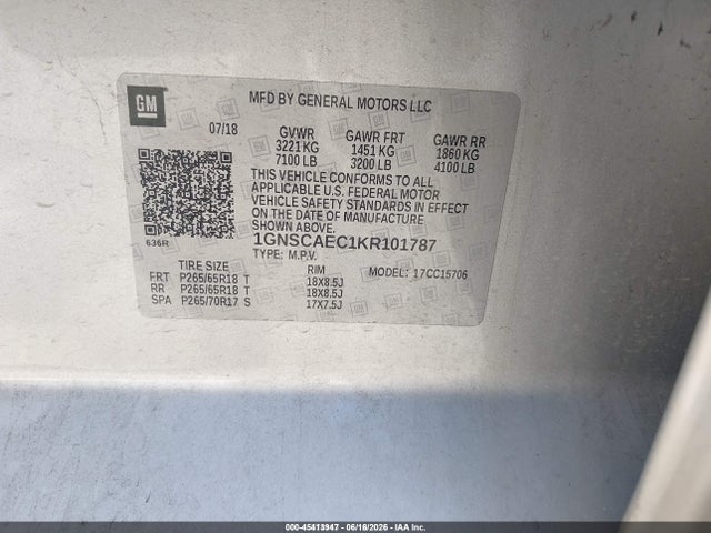 Chevrolet Tahoe Ls 2019 1GNSCAEC1KR101787 Image 9