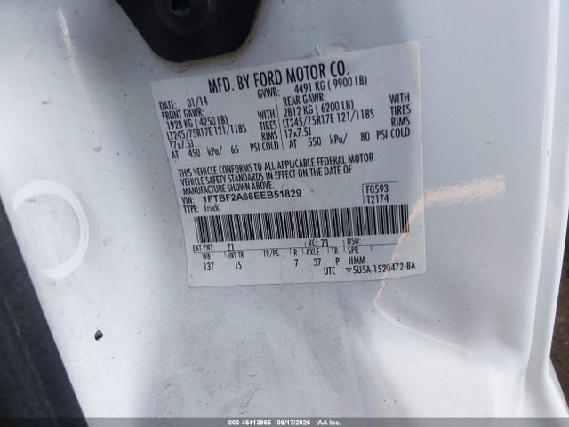 Ford F-250 Xl/xlt 2014 1FTBF2A68EEB51829 Image 9