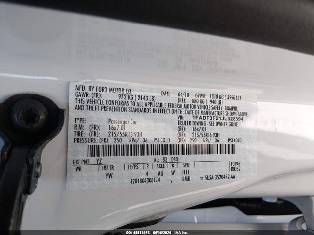 Ford FOCUS SE 2018 1FADP3F21JL328394 Image 9
