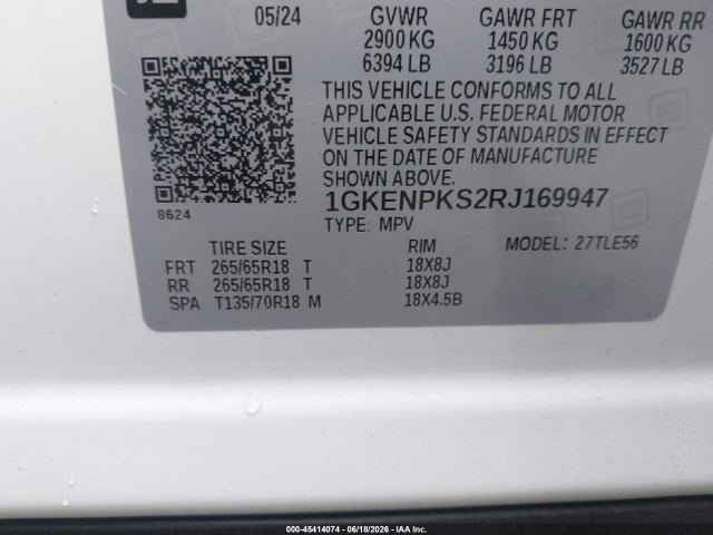 Продажа на аукционе авто 2024 Gmc Acadia Awd At4, vin: 1GKENPKS2RJ169947, номер лота: 45414074