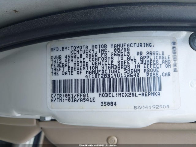 Продажа на аукционе авто 2000 Toyota Avalon Xl, vin: 4T1BF28B1YU112640, номер лота: 45414084