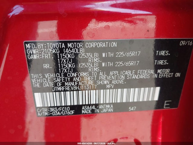 JTMRFREV8HJ113117 Toyota Rav4 Xle