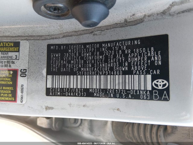 Toyota COROLLA LE 2019 5YFBURHE2KP914860 Image 9