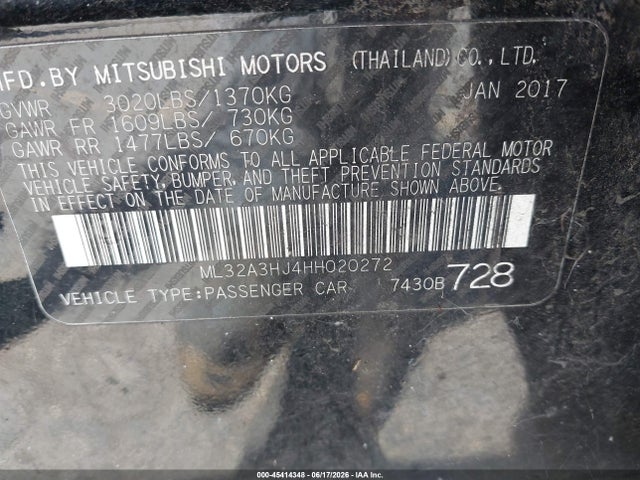 Mitsubishi MIRAGE ES 2017 ML32A3HJ4HH020272 Image 9