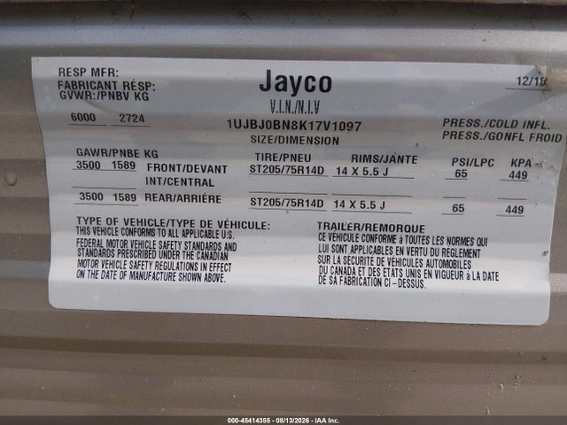 Jayco Jay Flight Slx 2019 1UJBJ0BN8K17V1097 Image 9