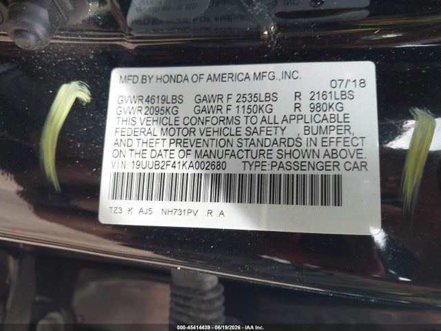 Продаж на аукціоні авто 2019 Acura Tlx Tech Pkg, vin: 19UUB2F41KA002680, номер лоту: 45414439