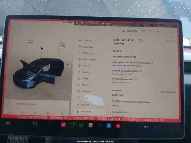 Продаж на аукціоні авто 2026 Tesla Model 3 Premium Rear-wheel Drive/rear-wheel Drive, vin: 5YJ3E1EA6TF121952, номер лоту: 45414446