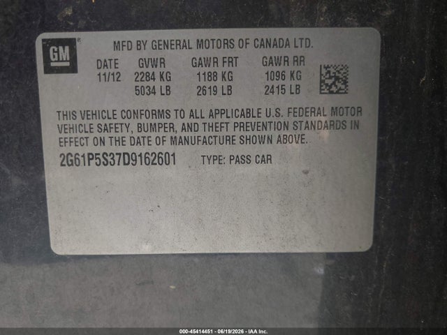 Продажа на аукционе авто 2013 Cadillac Xts Luxury, vin: 2G61P5S37D9162601, номер лота: 45414451