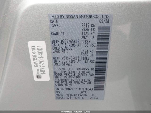 Nissan Pathfinder S 2019 5N1DR2MN2KC580860 Image 9