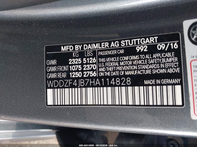 Aukcja sprzedaży 2017 Mercedes-benz E 300, vin: WDDZF4JB7HA114828, numer aukcji: 45414599