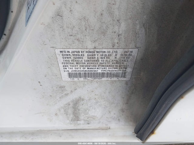 Honda FIT LX 2016 JHMGK5H58GS002467 Image 9