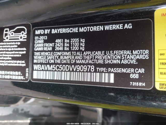 45414658 :رقم المزاد ، WBAVM5C50DVV90978 vin ، 2013 Bmw X1 Xdrive35i مزاد بيع