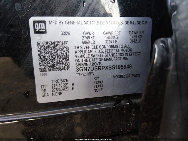 3GN7DSRPXSS195848 Chevrolet Equinox Ev Rs