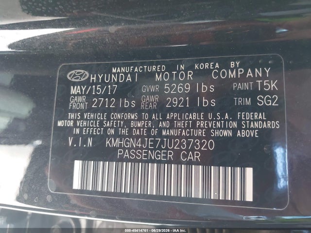 Продаж на аукціоні авто 2018 Genesis G80 3.8, vin: KMHGN4JE7JU237320, номер лоту: 45414761