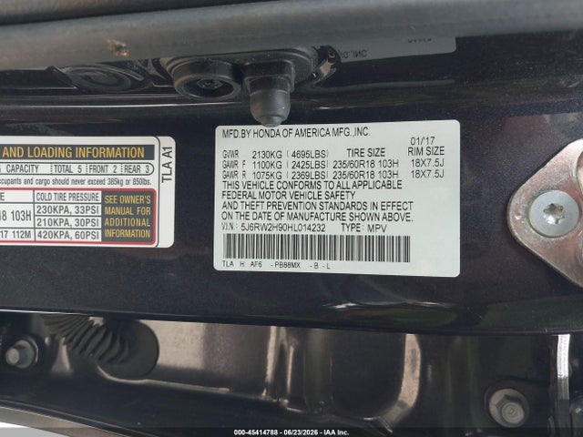 Honda Cr-v Touring 2017 5J6RW2H90HL014232 Image 9