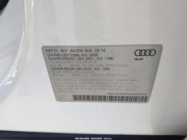 Audi Q5 2.0t Premium 2014 WA1CFAFP7EA085534 Image 9