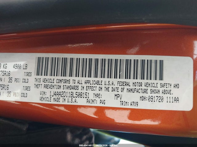 Продаж на аукціоні авто 2011 Jeep Wrangler Sport, vin: 1J4AA2D11BL508151, номер лоту: 45414817
