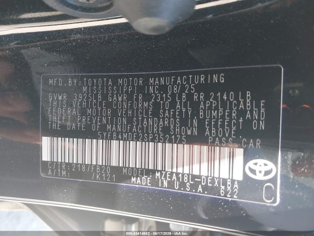 Toyota COROLLA LE 2025 5YFB4MDE2SP352175 Image 9