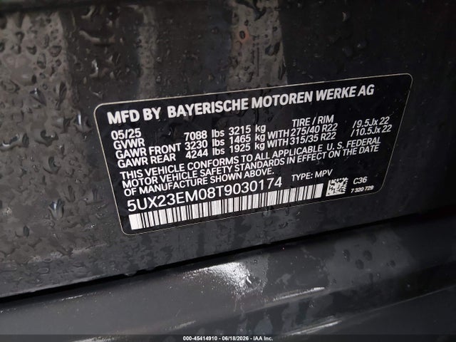 BMW X7 Xdrive40i 2026 5UX23EM08T9030174 Image 9