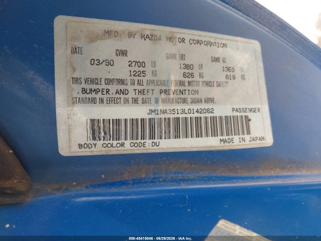 Продаж на аукціоні авто 1990 Mazda Mx-5 Miata, vin: JM1NA3513L0142062, номер лоту: 45415046