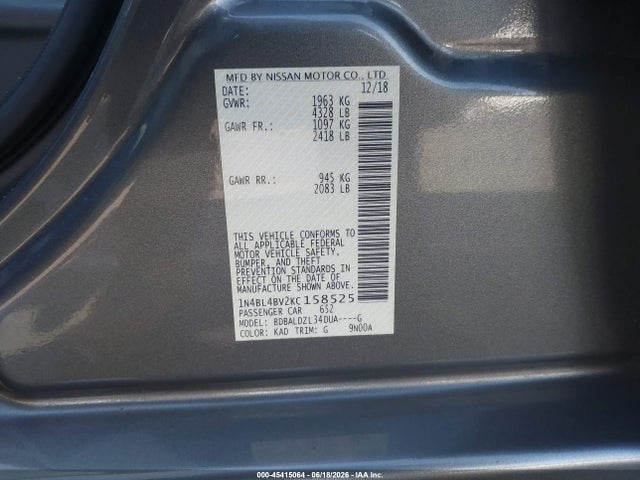 Nissan Altima 2.5 S 2019 1N4BL4BV2KC158525 Image 9