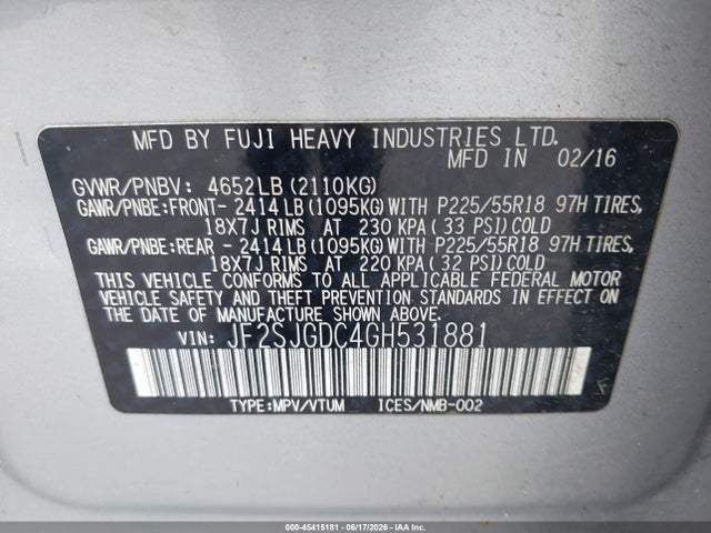 Subaru Forester 2.0xt Premium 2016 JF2SJGDC4GH531881 Image 9