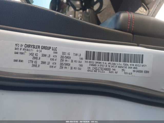 2014 Dodge Durango R/t მანქანა იყიდება აუქციონზე, vin: 1C4SDJCT5EC468269, აუქციონის ნომერი: 45415192
