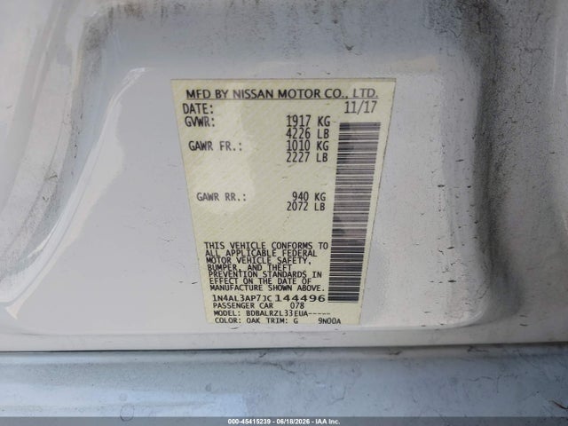 Продаж на аукціоні авто 2018 Nissan Altima 2.5 Sl, vin: 1N4AL3AP7JC144496, номер лоту: 45415239