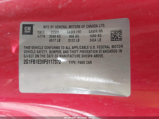 Chevrolet Camaro 2ls 2015 2G1FB1E30F9117372 Image 9