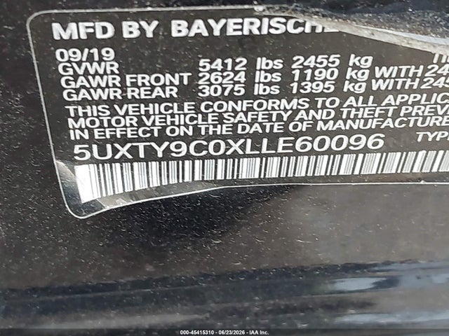 2020 Bmw X3 M40i მანქანა იყიდება აუქციონზე, vin: 5UXTY9C0XLLE60096, აუქციონის ნომერი: 45415310
