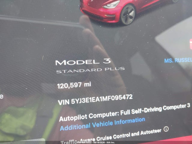 Tesla Model 3 Standard Range Plus Rear-wheel Drive 2021 5YJ3E1EA1MF095472 Image 16