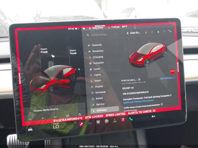 Tesla Model 3 Standard Range Plus Rear-wheel Drive 2021 5YJ3E1EA1MF095472 Image 7