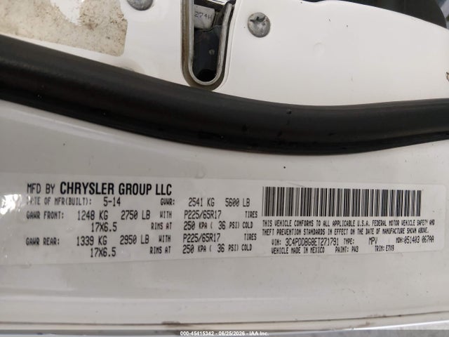 45415342 :رقم المزاد ، 3C4PDDBG8ET271791 vin ، 2014 Dodge Journey Sxt مزاد بيع