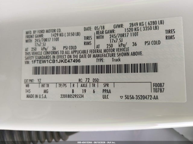 Ford F-150 Xlt 2018 1FTEW1CB1JKE47496 Image 9
