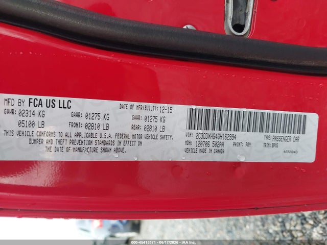 Aukcja sprzedaży 2016 Dodge Charger Sxt, vin: 2C3CDXHG4GH162994, numer aukcji: 45415371
